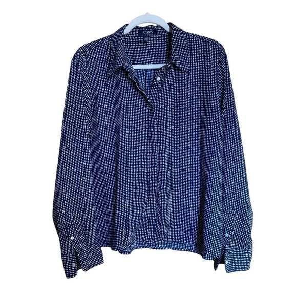 Chaps Womens Size XL Multicolor Polka Dot Button Up Shirt Blouse - Picture 1 of 7